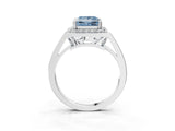 White gold Fancy Blue Princess Cut Diamond Halo Ring with Split Shank and Four-Prong Setting_80