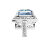 White gold Fancy Blue Princess Cut Diamond Halo Ring with Split Shank and Four-Prong Setting_82
