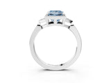 White gold Fancy Blue Princess Cut Diamond Halo Ring with Tapered Band and Four-Prong Setting_22