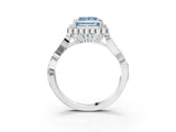 White gold Fancy Blue Princess Cut Diamond Halo Ring with Vintage Split Shank and Four-Prong Setting_88