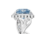 White gold Fancy Blue Princess Cut Diamond Halo Ring with Vintage Split Shank and Four-Prong Setting_97