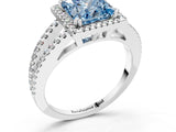 White gold Fancy Blue Princess Cut Diamond Halo Split Shank Engagement Ring_75
