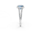 White gold Fancy Blue Princess Cut Diamond Halo Split Shank Engagement Ring_77