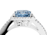 White gold Fancy Blue Princess Cut Diamond Halo Split Shank Engagement Ring_79
