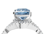 White gold Fancy Blue Princess Cut Diamond  Halo Twist Band Solitaire Prong Setting Ring_29