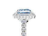 White gold Fancy Blue Princess  Cut Diamond Milgrain Floral Halo Engagement Ring with Pavé Band_40