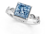 White gold Fancy Blue Princess  Cut Diamond Milgrain Marquise Band with Prong Setting_4