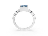 White gold Fancy Blue Princess  Cut Diamond Milgrain Marquise Band with Prong Setting_6
