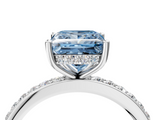 White gold Fancy Blue Princess  Cut Diamond Pavé Band Ring with Four-Prong Setting_28