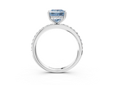 White gold Fancy Blue Princess  Cut Diamond Pavé Band Ring with Four-Prong Setting_28