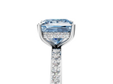 White gold Fancy Blue Princess  Cut Diamond Pavé Band Ring with Four-Prong Setting_29