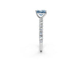 White gold Fancy Blue Princess Cut Diamond Pavé Band Solitaire Ring with Prong Setting_78