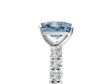 White gold Fancy Blue Princess Cut Diamond Pavé Band Solitaire Ring with Prong Setting_81