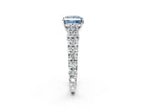 White gold Fancy Blue Princess  Cut Diamond Pavé Band Solitaire with Four-Prong Setting_17