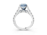 White gold Fancy Blue Princess  Cut Diamond Pavé Band Solitaire with Four-Prong Setting_18