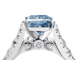 White gold Fancy Blue Princess  Cut Diamond Pavé Band Solitaire with Four-Prong Setting_19