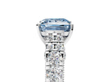White gold Fancy Blue Princess  Cut Diamond Pavé Band Solitaire with Four-Prong Setting_20