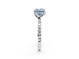 Platinum 3.02 Carat Blue VVS2 Princess Cut Diamond Solitaire Ring with Micro Pave Band and Four Prong Setting