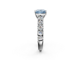 White gold Fancy Blue Princess  Cut Diamond Pavé Band Solitaire with Four-Prong Setting_5