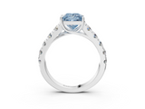 White gold Fancy Blue Princess  Cut Diamond Pavé Band Solitaire with Four-Prong Setting_6