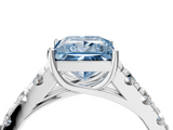 White gold Fancy Blue Princess  Cut Diamond Pavé Band Solitaire with Four-Prong Setting_7