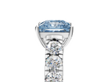 White gold Fancy Blue Princess  Cut Diamond Pavé Band Solitaire with Four-Prong Setting_8