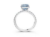 White gold Fancy Blue Princess  Cut Diamond Pavé Band with Four-Prong Setting_15