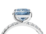 White gold Fancy Blue Princess  Cut Diamond Pavé Band with Four-Prong Setting_16