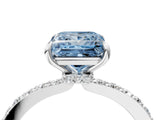 White gold Fancy Blue Princess Cut Diamond Pavé Engagement Ring with Round  Accents and Prong Setting_94