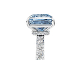 White gold Fancy Blue Princess Cut Diamond Pavé Engagement Ring with Round  Accents and Prong Setting_95