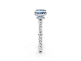 White gold Fancy Blue Princess Cut Diamond Pavé Engagement Ring with Round  Accents and Prong Setting_96