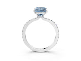 White gold Fancy Blue Princess Cut Diamond Pavé Engagement Ring with Round  Accents and Prong Setting_97