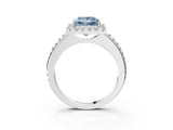 White gold Fancy Blue Princess Cut Diamond Pavé Halo Ring with Four-Prong Setting_50