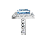 White gold Fancy Blue Princess Cut Diamond Pavé Halo Ring with Four-Prong Setting_52