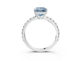 White gold Fancy Blue Princess Cut Diamond Pavé Solitaire Engagement Ring with Four-Prong Setting_85