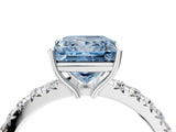 White gold Fancy Blue Princess Cut Diamond Pavé Solitaire Engagement Ring with Four-Prong Setting_86