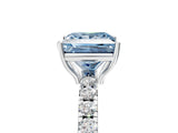 White gold Fancy Blue Princess Cut Diamond Pavé Solitaire Engagement Ring with Four-Prong Setting_88