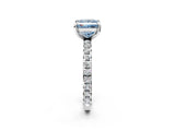 White gold Fancy Blue Princess Cut Diamond Pavé Solitaire Ring with Round Band and Prong Setting_14