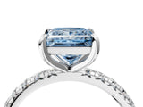 White gold Fancy Blue Princess Cut Diamond Pavé Solitaire Ring with Round Band and Prong Setting_16