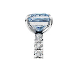 White gold Fancy Blue Princess Cut Diamond Pavé Solitaire Ring with Round Band and Prong Setting_17