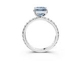 White gold Fancy Blue Princess Cut Diamond Pavé Solitaire Ring with Round Band and Prong Setting_39