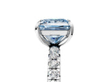 White gold Fancy Blue Princess Cut Diamond Pavé Solitaire Ring with Round Band and Prong Setting_41
