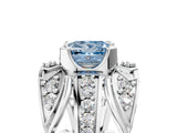 White gold Fancy Blue Princess Cut Diamond Pave Art Deco Split Shank Ring with Four-Prong Setting_5