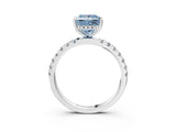 White gold Fancy Blue Princess Cut Diamond Pave Band Solitaire Ring with Round  and Prong Setting_133