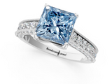 White gold Fancy Blue Princess  Cut Diamond Pave Band with Four-Prong Setting_39