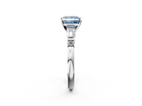 White gold Fancy Blue Princess  Cut Diamond Ring with Baguette Side Stones, Channel Set Band, and Four-Prong Setting_5