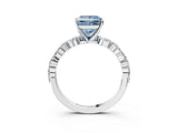 White gold Fancy Blue Princess Cut Diamond Ring with Marquise and Round  Side Stones and Four-Prong Setting_55