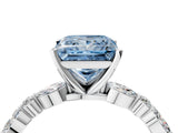 White gold Fancy Blue Princess Cut Diamond Ring with Marquise and Round  Side Stones and Four-Prong Setting_56