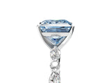 White gold Fancy Blue Princess Cut Diamond Ring with Marquise and Round  Side Stones and Four-Prong Setting_57
