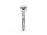 White gold Fancy Blue Princess Cut Diamond Ring with Milgrain Pavé Band and Four-Prong Setting_34